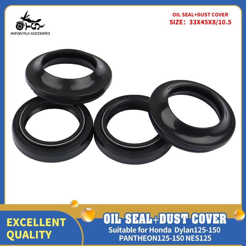 

33x45x8/10.5 Front Fork Oil Seal & Dust Cover For Honda DYLAN PANTHEON 150 SH 125 150 SH150 I 1998-2017 JAZZ FORESIGHT FORZA 250