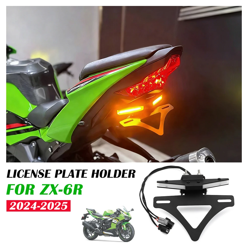 

ZX6R 2024 2025 License Plate Holder Motorcycle Tail Tidy Rear Fender Eliminator LED Light For KAWASAKI Ninja ZX-6R NINJA ZX 636