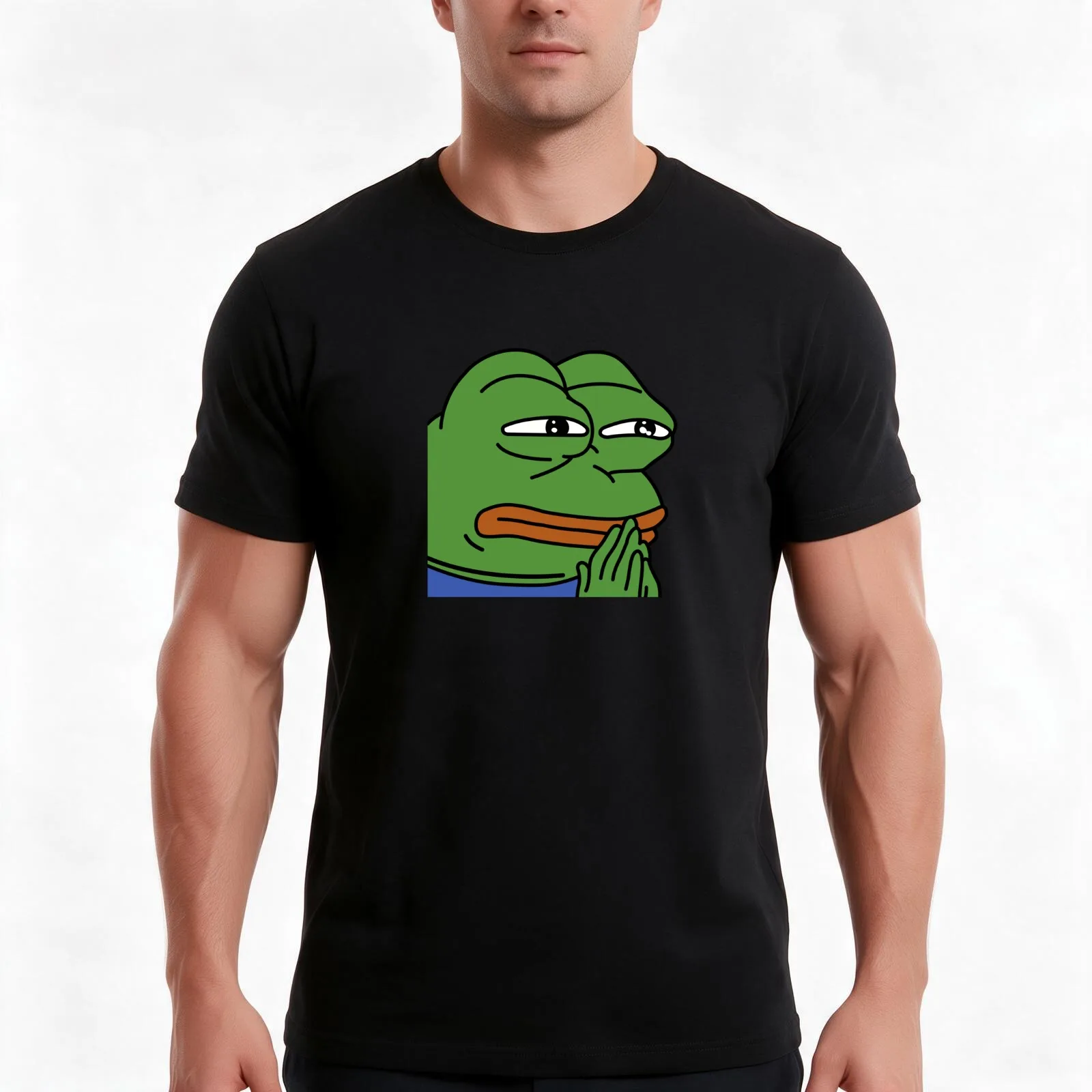 MonkaHmm Emote High Quality T-Shirt, Summer Casual Cotton Tee, Oversized Streetwear Tops, Vintage Graphic Print, 100% Cotton