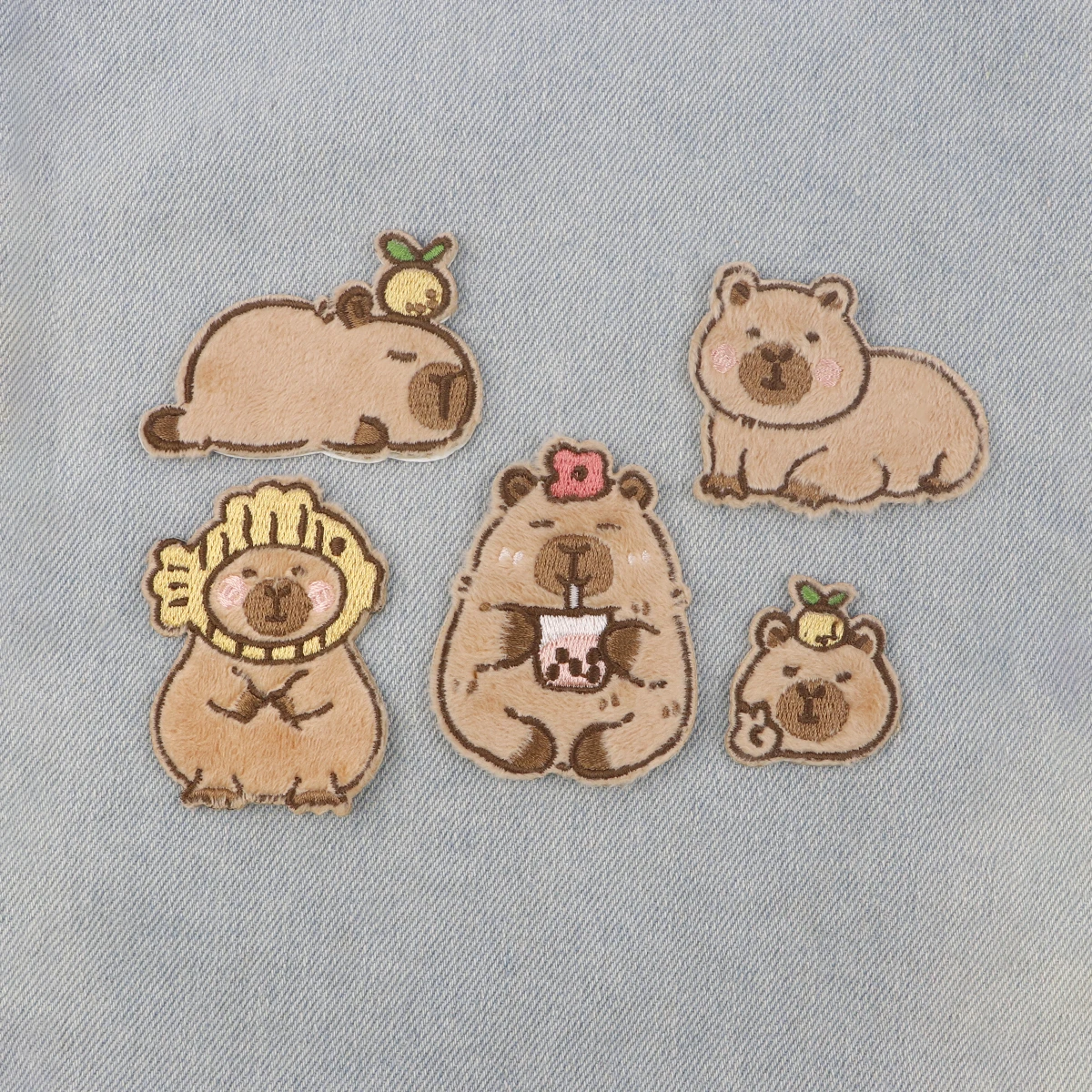 Cute Cartoon Capybara Patches For Clothes Men Women Embroidery Applique Fusible Patch DIY Ironing Stickers Badge Accessories