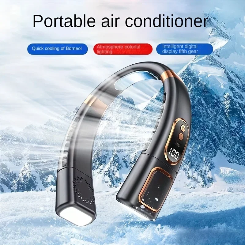 halterneck fan portable air conditioner mini small portable USB charging silent outdoor bladeless electric fan