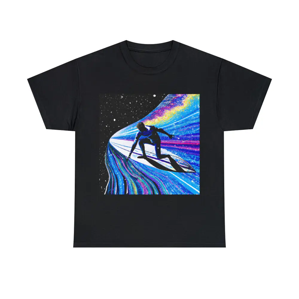 Vintage Style Surf Art T Shirt Cosmos Outer Space Silver Galaxy Surfer Universe Unisex T-shirts For Man Woman Short Summer Tees