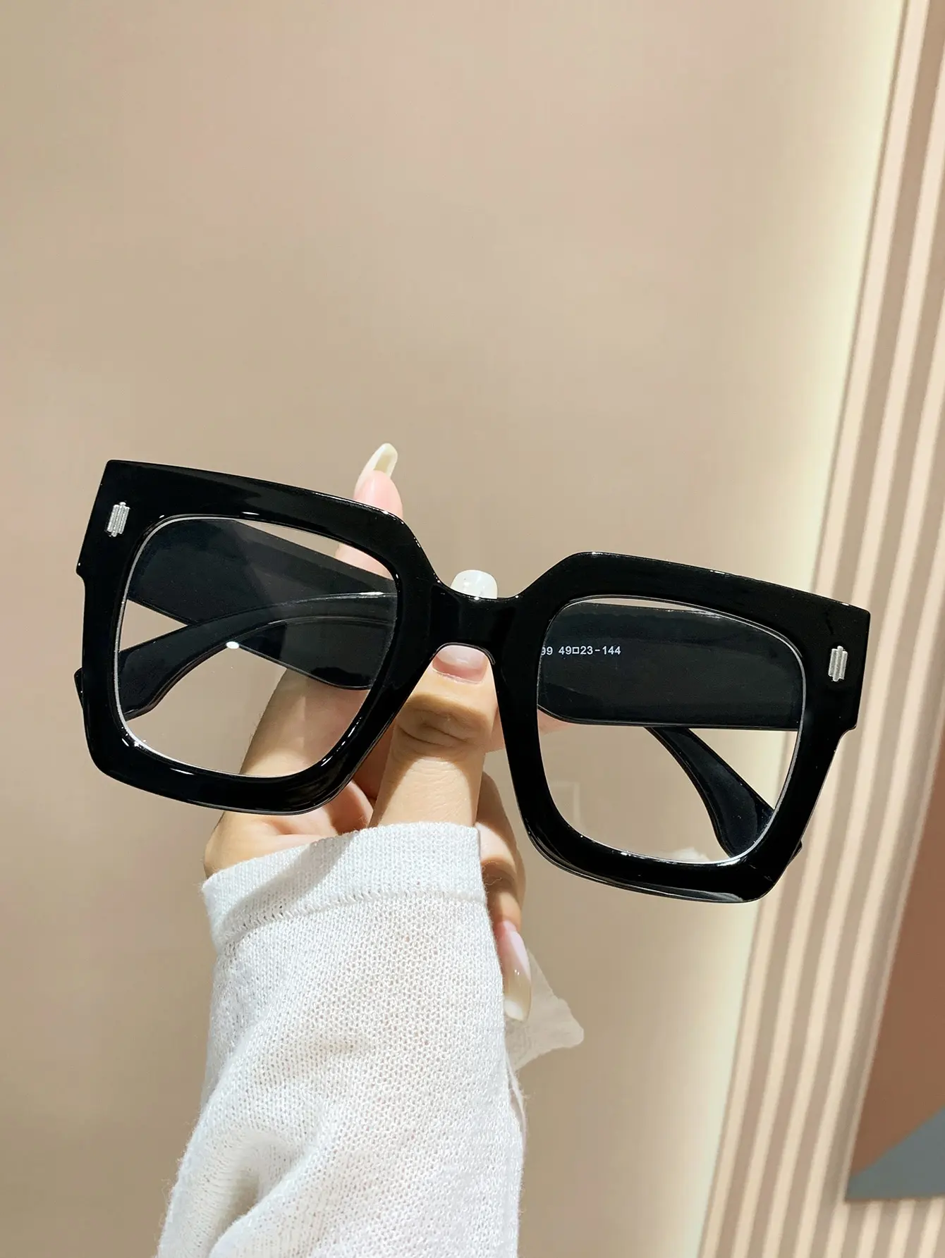 1 par de gafas cuadradas extragrandes con lentes transparentes, montura de plástico negro, gafas retro para hombres y mujeres
