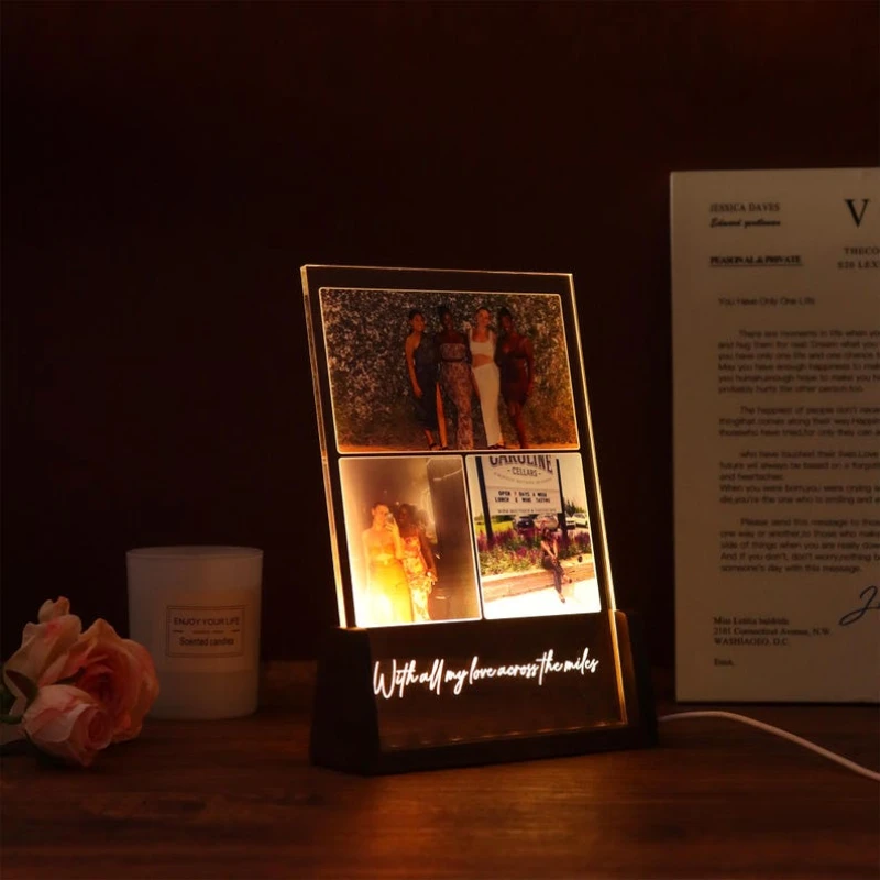 

Personalized Photo Night Light Plaque Custom Couple Photo Lamp Anniversary Gift LED Night Light Gift For Her Him Family Friends