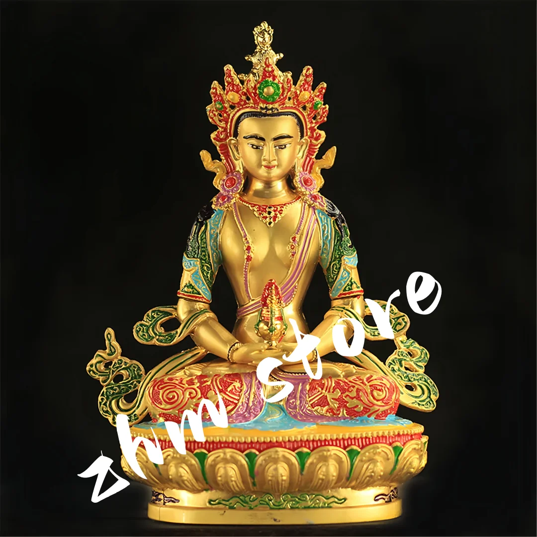 

6 Inch Colored Alloy Metal Buddhist Longevity Buddha Sculpture Statue,Tibetan Pray/Blessing Home/Living Room Office Figurine