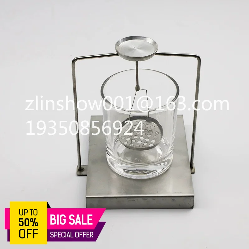 Density of balance components: Specific gravity frame, electronic balance, solid gemstone gold density rack, test piece