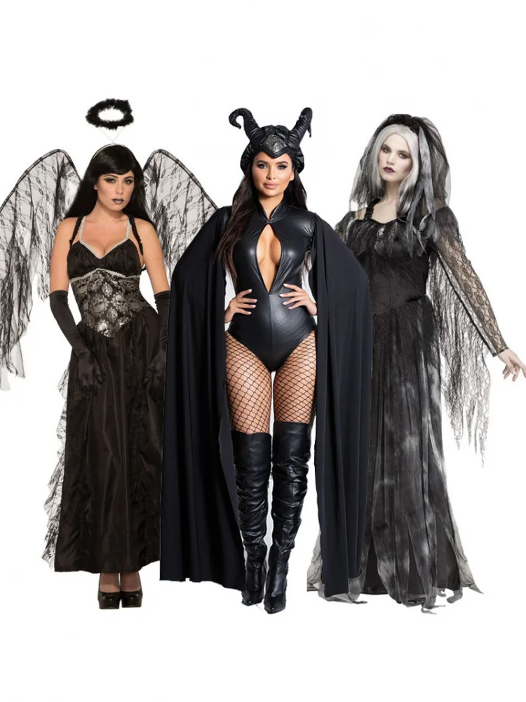 

Костюм для вечеринки в стиле Хэллоуин: Дьявол, Ангел, Призрак. Одежда для сценических выступлений. Хлопковый материал. Женская мода.