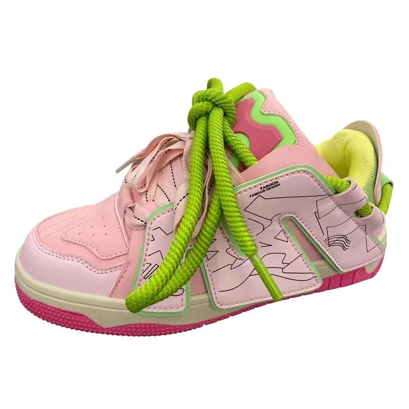 Autumn Breathable Women & Men Shoes Fashion Color Contrast Letter Leisure Sports Sneakers Size 36-44