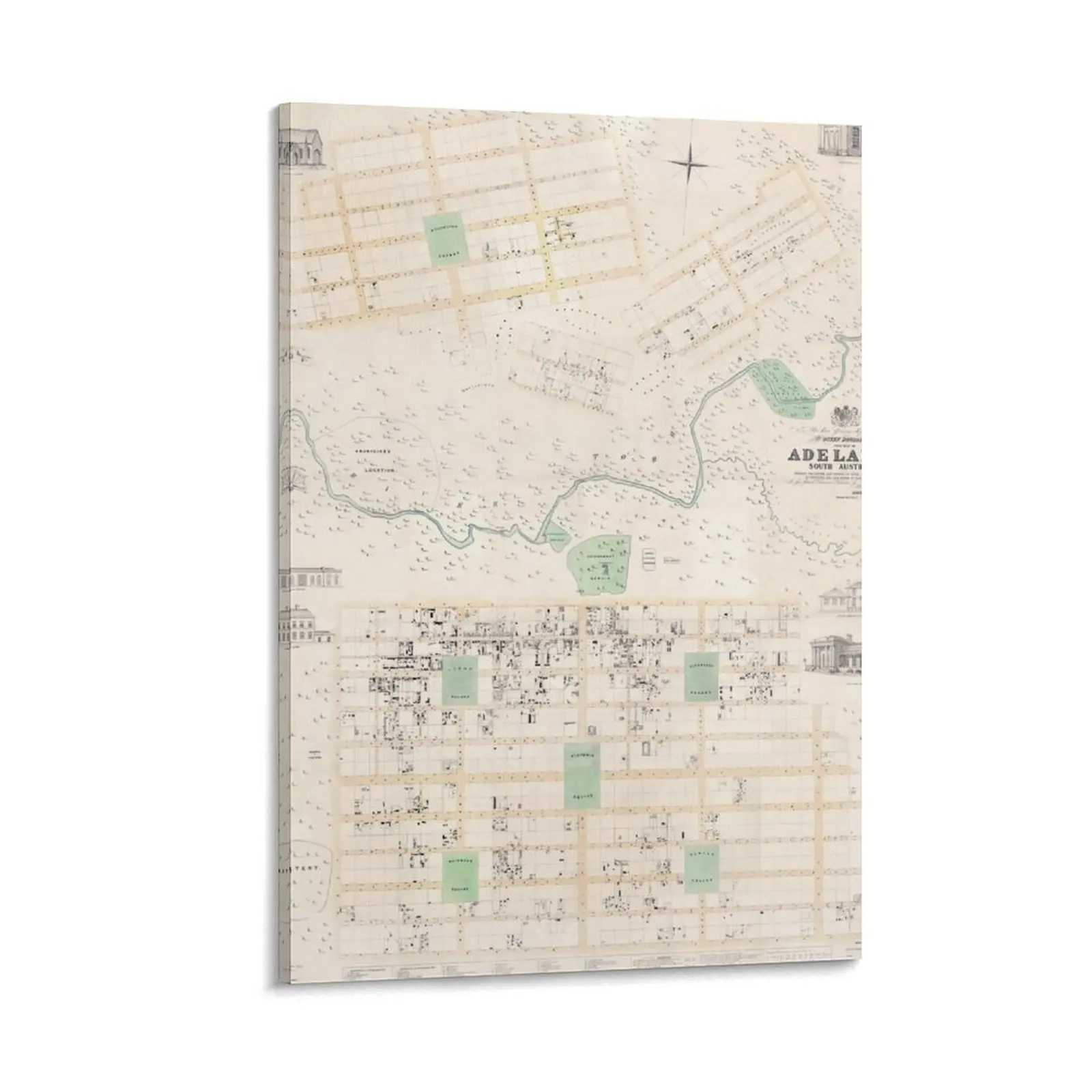 

Adelaide: Kingston Map, 1842 Canvas Painting wall frame for living room room decors aesthetic Decoration