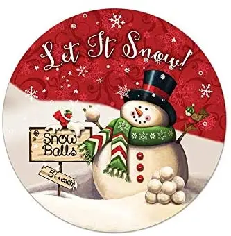 

Let It Snow Snowman Wreath Sign for Christmas Wreaths and Winter Wreaths - Choose Your Size Circle Wreath Attachment