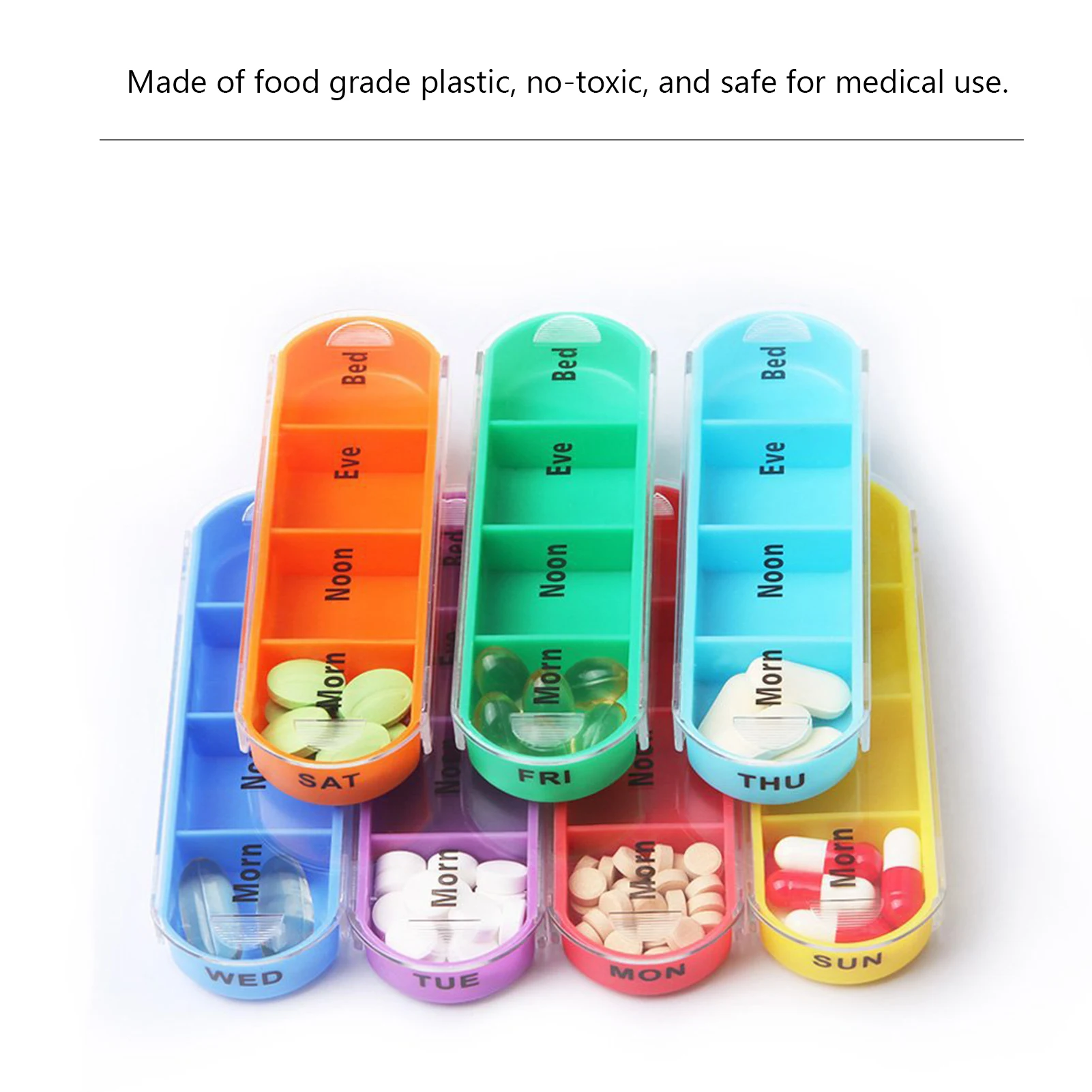 Pill Organizer for Travel Weekly Pill Box 7 Day Pill Case Daily Medicine Organizer 7 Compartments Pill Container