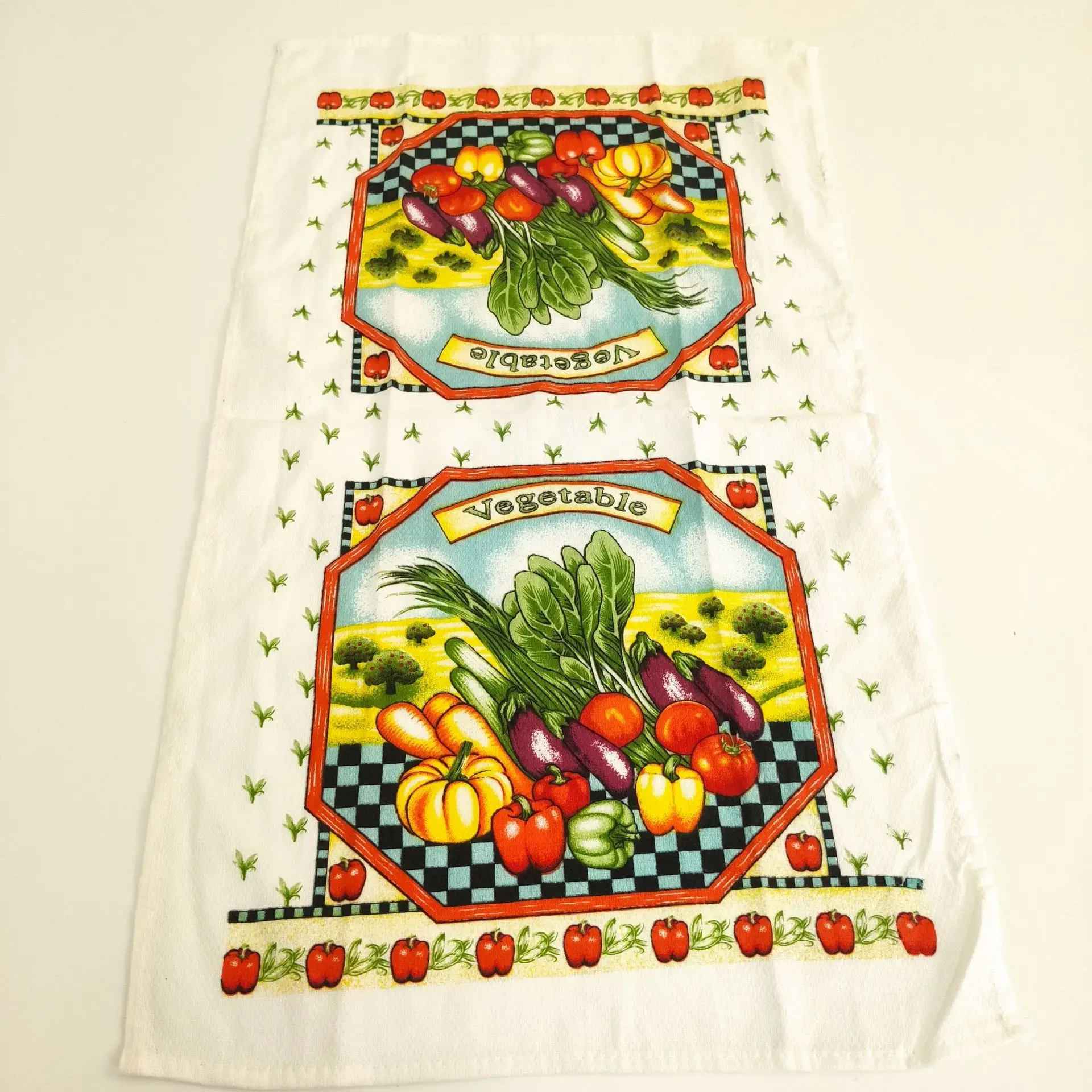 1Pcs 63x36CM printed cotton tea towel, kitchen cloth, absorbent household cleaning cloth, towel style randomly sent