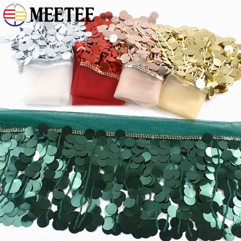 

2/5Yards 18cm Sequin Fringe Tassels Stage Garment Crafts Lace Trim Latin Dress Decorative Trimmings Fringes Sewing Accessories