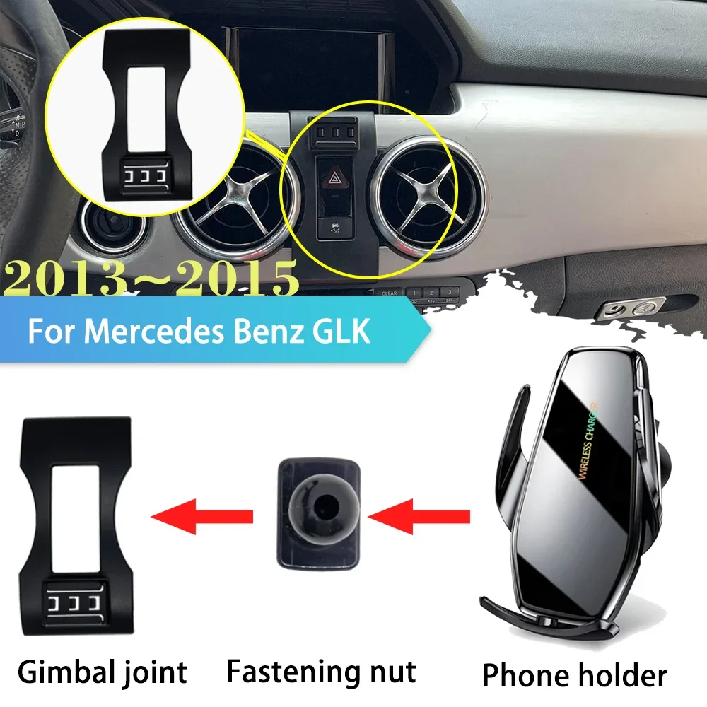 30W Car Phone Holder for Mercedes Benz GLK 200 250 350 X204 2013 2014 2015 Support Wireless Fast Charging Sticker Accessories