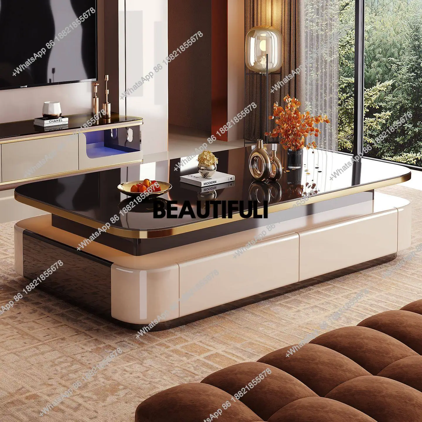 

Легкий роскошный журнальный столик из микрокристаллического закаленного стекла, высококачественный шиферный набор, дизайн бутиковой гостиной