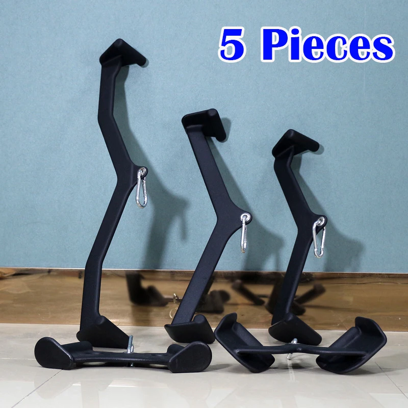 

5 Pieces/set LAT Pull Down Fitness Handle Triceps Bicep Workout Bars Home Gym Pulley Cable Rowing Machine Attachment T-bar V-bar