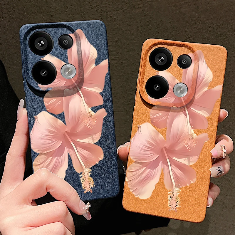 

Чехол для телефона с цветочным принтом гибискуса для Xiaomi 13T Xiaomi 13T Pro, мягкий силиконовый противоударный чехол из ТПУ с текстурой кожи для Xiaomi 13T