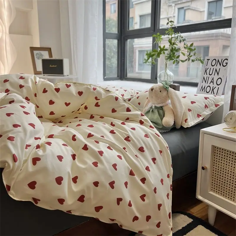 Koreanische Art Bettwäsche Set Jungen Mädchen Twin Queen-Size-Bett bezug Flach betttuch Kissen bezug Bettwäsche Kinder Erwachsene Mode Home Textil