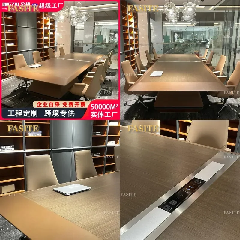 For New Chinese Style Conference Table Light Luxury Long Reception Desk Simple High End Negotiation Table for Office Meeting