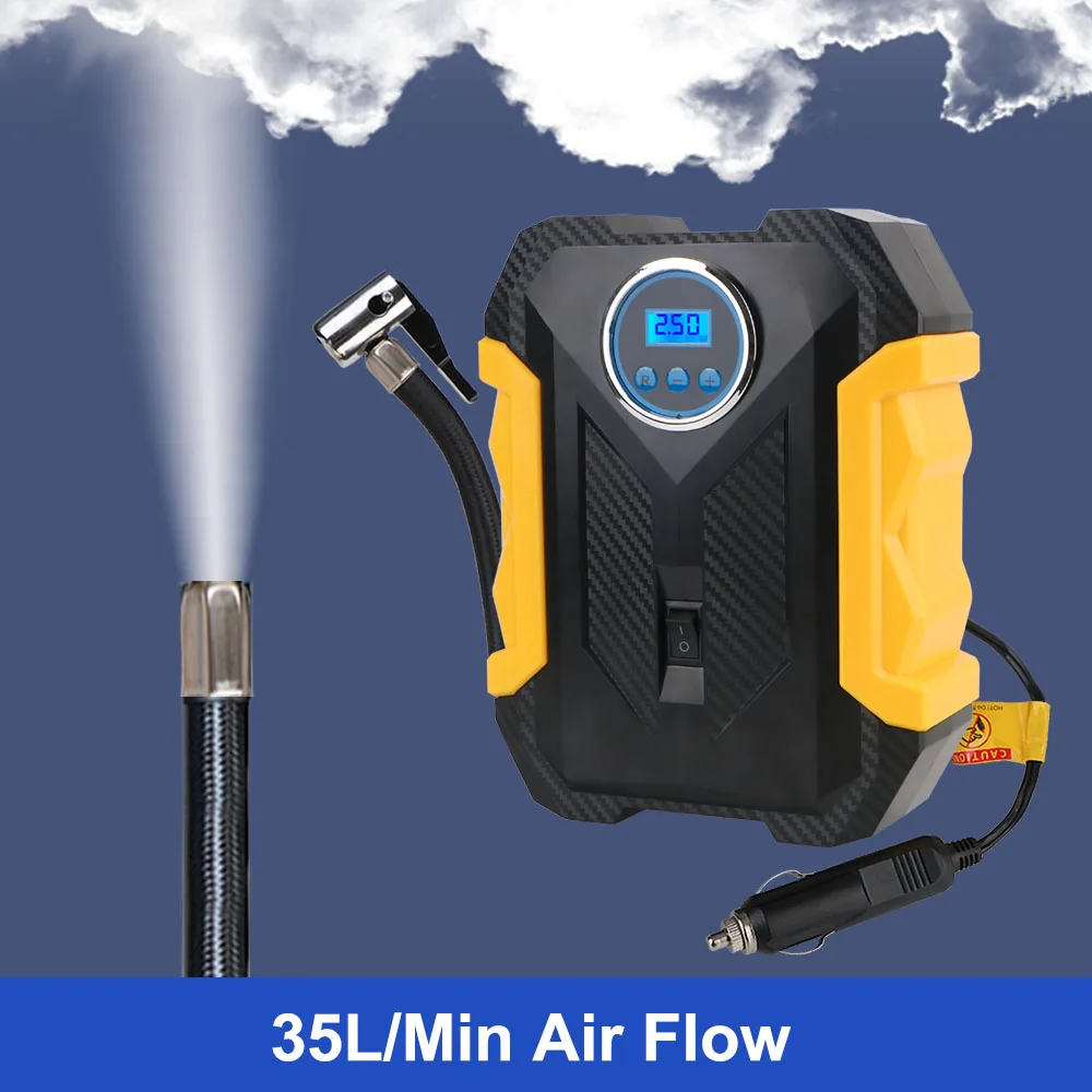 Air Compressor 12V 150PSI 120W Tire Inflator With LED Light Digital LCD Display Portable Cigar Lighter Plug Air Pump