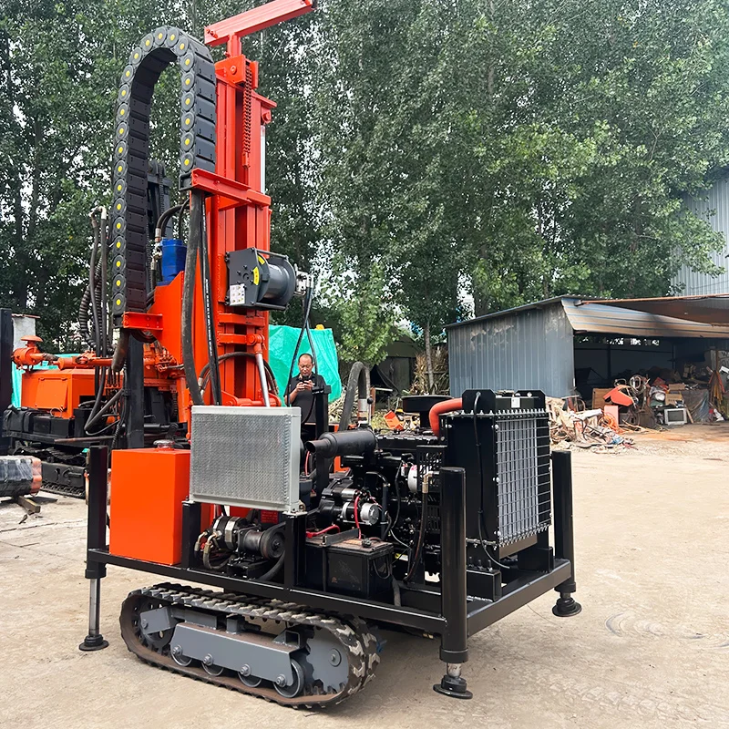 Maßgefertigte 200m Tiefbrunnen-Rotationsbohranlage Diesel-Hydraulische Tragbare Rad- und Raupenbohrmaschine