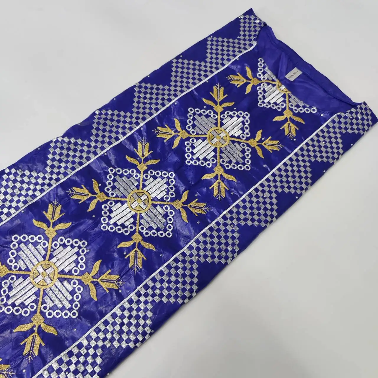

2025 Royal Blue African Women Bazin Riche Boubou Dress Original Nigerian Basin Rich Brocade Wedding Party Dashiki Gold Line Robe