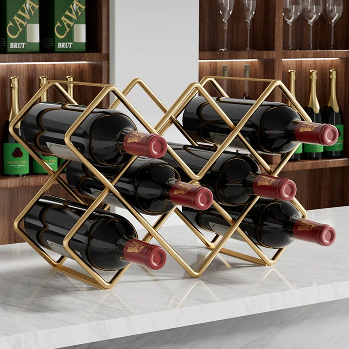 

Creative Modern Metal Wine Rack, European Honeycomb Wine Bottle Storage Rack, Display Stand, Beehive Tabletop Holder, 5, 8 Grids