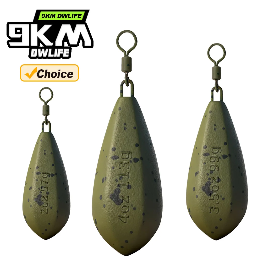 9 كجم عوامة سنارة صيد غرق 3 قطعة أوراق الصفصاف كامو الكارب الصيد الوزن مع وصلة دوارة للمياه المالحة والمياه العذبة #1