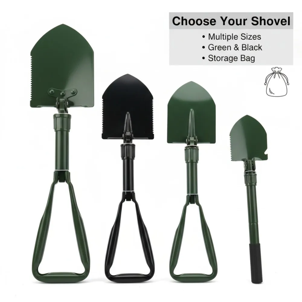 Outdoor Folding Shovel/Shovel/Picker/Saw in 1 Multifunctional Excavation Tool with Outdoor Storage Bag,Camping and Snow
