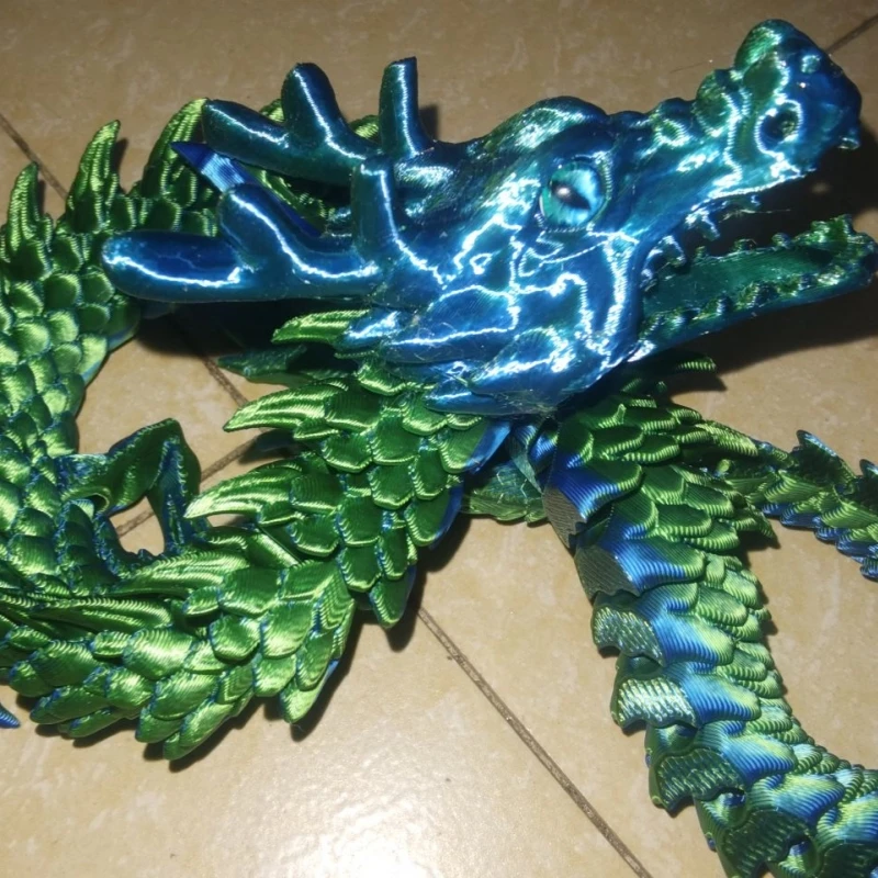 60 سنتيمتر ثلاثية الأبعاد مطبوعة التنين الصيني وصلات الجسم كاملة التي يمكنها تحريك المفروشات المنزلية والديكورات تستحق جمع لعبة إبداعية #3