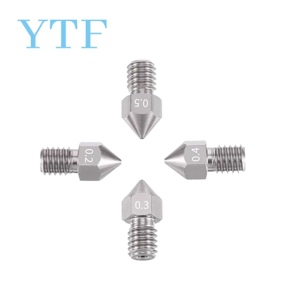 MK8 V5 V6 Stainless Steel Nozzle 0.2mm 0.3mm 0.4mm 0.5mm 0.6mm 0.8mm M6 1.75mm Threaded 3D Printer Part