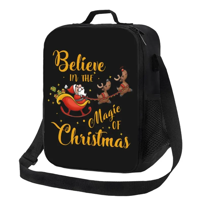 

Santa Claus Insulated Lunch Bag for Outdoor Picnic Believe In The Magic Of Christmas Leakproof Thermal Cooler Bento Box Kids