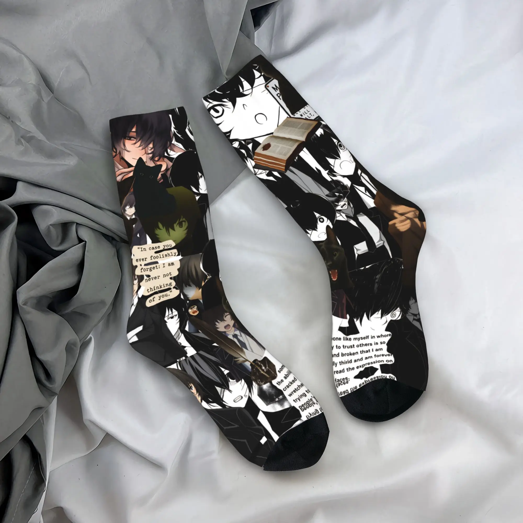 Dazai Bungo Stray Dogs Stockings  Design Korean Socks Winter Anti Sweat Socks Men Cycling Warm Soft Socks