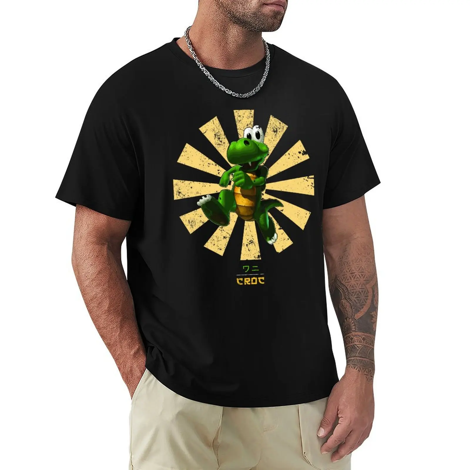 Croc Retro Japanese T-Shirt Anime t-shirt valentines boutique clothes cheap stuff heavyweights mens white t shirts