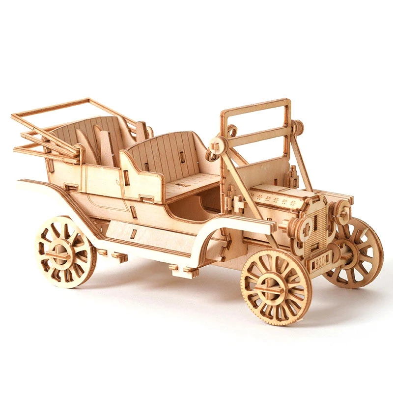 Diy carro brinquedos 3d quebra-cabeça de madeira brinquedo montagem modelo kits artesanato madeira decoração mesa para crianças