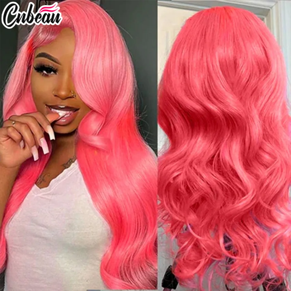 

30 32 inch 250% Body Wave 13x4 13x6 Hd Lace Frontal Wig Pre Plucked Transparent Colored Lace Front Pink Wig For Women Glueless