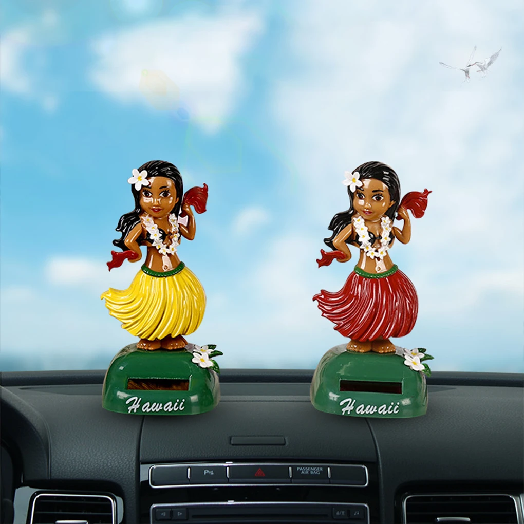 Decoraciones de tablero de coche de chica bailarina hawaiana, juguete de figura de baile, tablero Solar, adornos de bailarina de cabeza HulaShaking