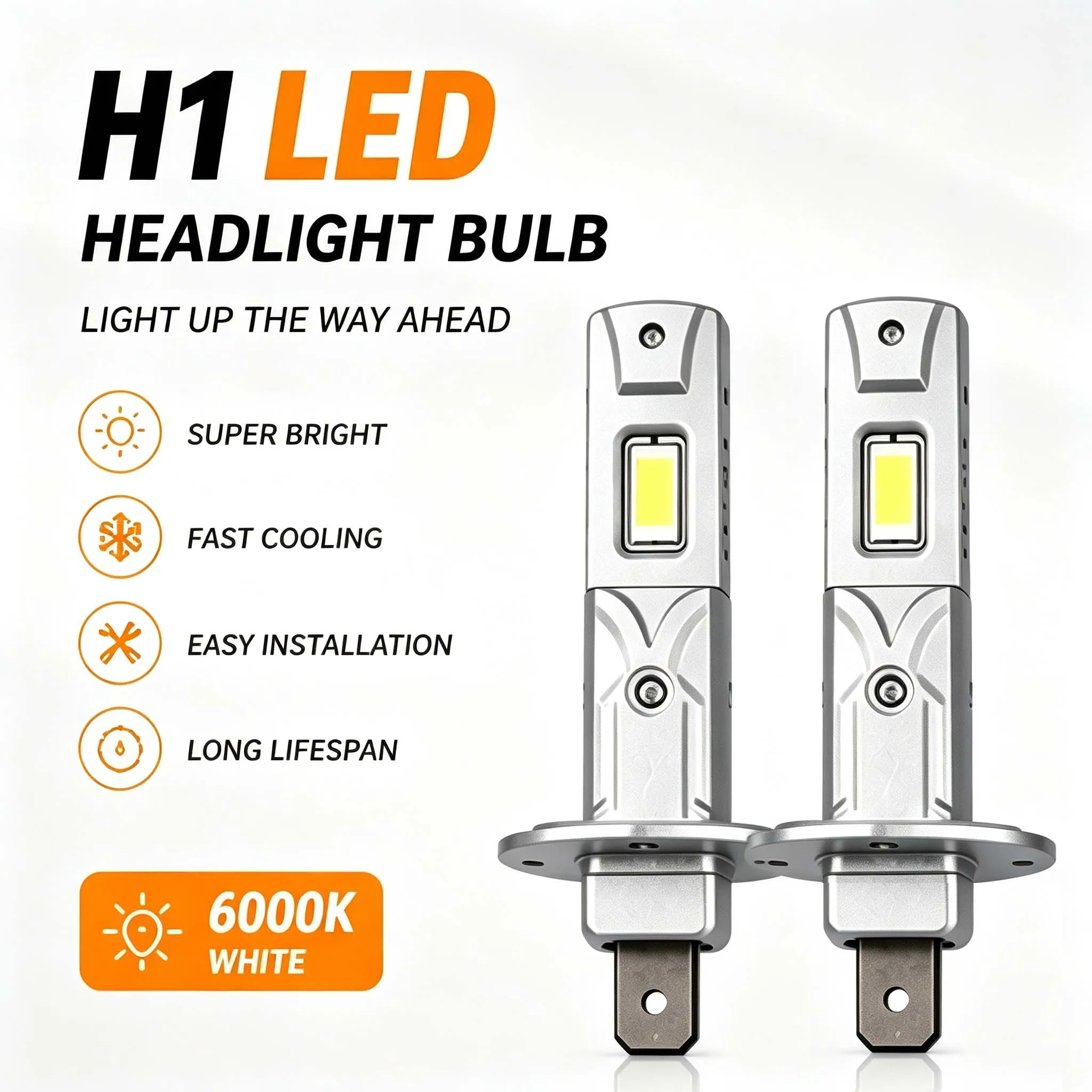 

H1 LED Auto Bulbs Car 2Pcs Headlight Led Fog Lights 6500K Double Copper Tube Led Light Kit Pure White Plug n Play Auto Lights