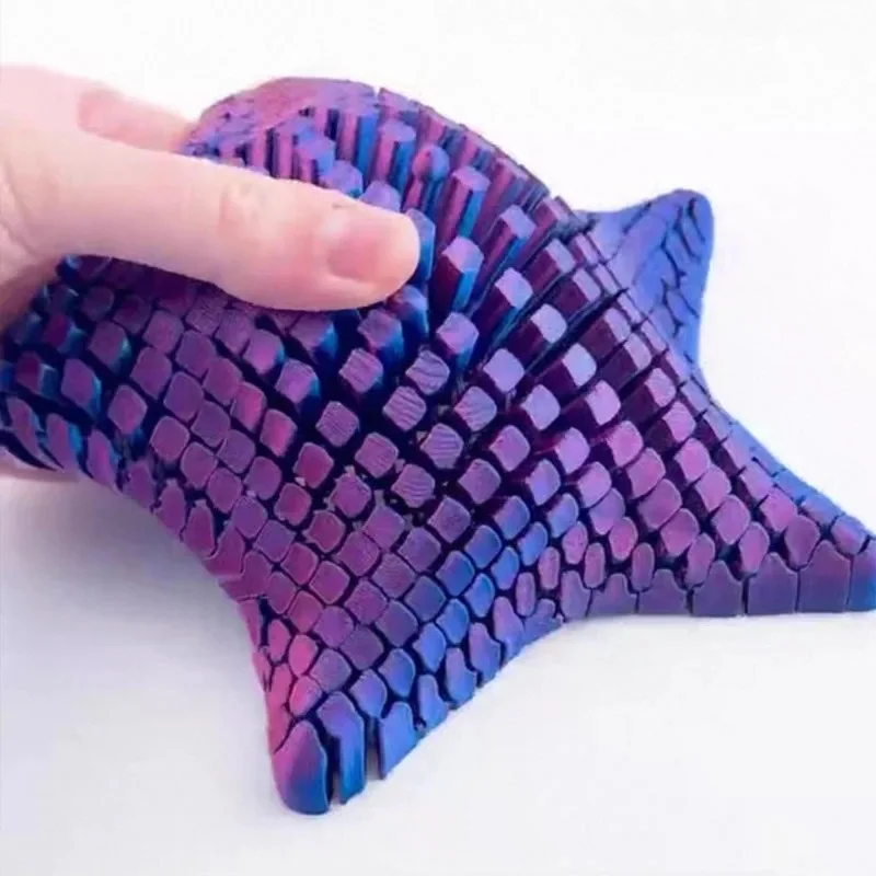 Cute 3D Printed Squishy Articulating Starfish - Stress Relief Fidget Starfish Toy, Unique Desk Decor & Flexible Gift Idea