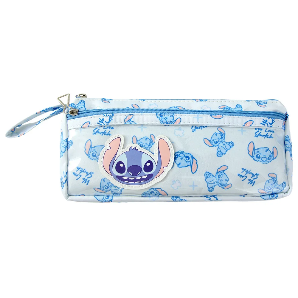 Bolsa para bolígrafos Lilo & Stitch de dibujos animados, bolsa de papelería de gran capacidad de tres capas, organizador de papelería a prueba de suciedad, regalos para escuela y oficina