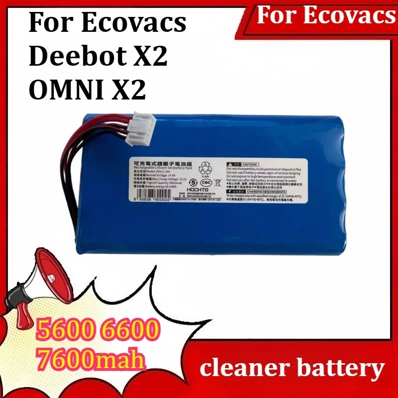 SWZY Battery 5600 6600 7600mAh X2 X5 201-2228-1457 For Ecovacs Deebot for X2 OMNIX2 COMBOX2 OMNIX5 OMNI X5 PRO OMNI