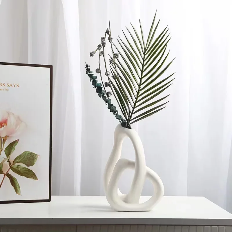 Abstract Ceramic Handicraft Cross Geometry Flower Vase Hollow Vase Rockery Floral Arrangement