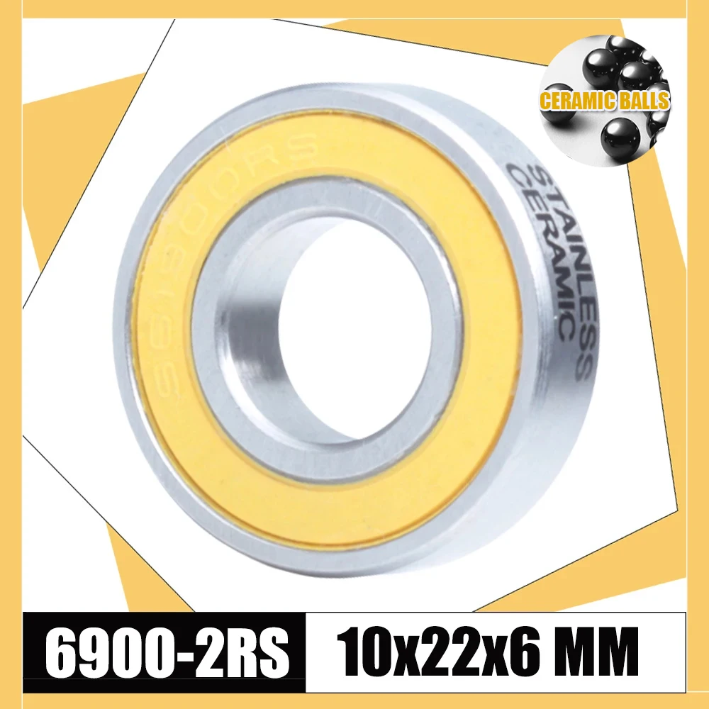 6900-2RS Stainless Bearing 10*22*6 mm ( 1 PC ) ABEC-3 6900 RS Bicycle Hub Front Rear Hubs Wheel 10 22 6 Ceramic Balls Bearings
