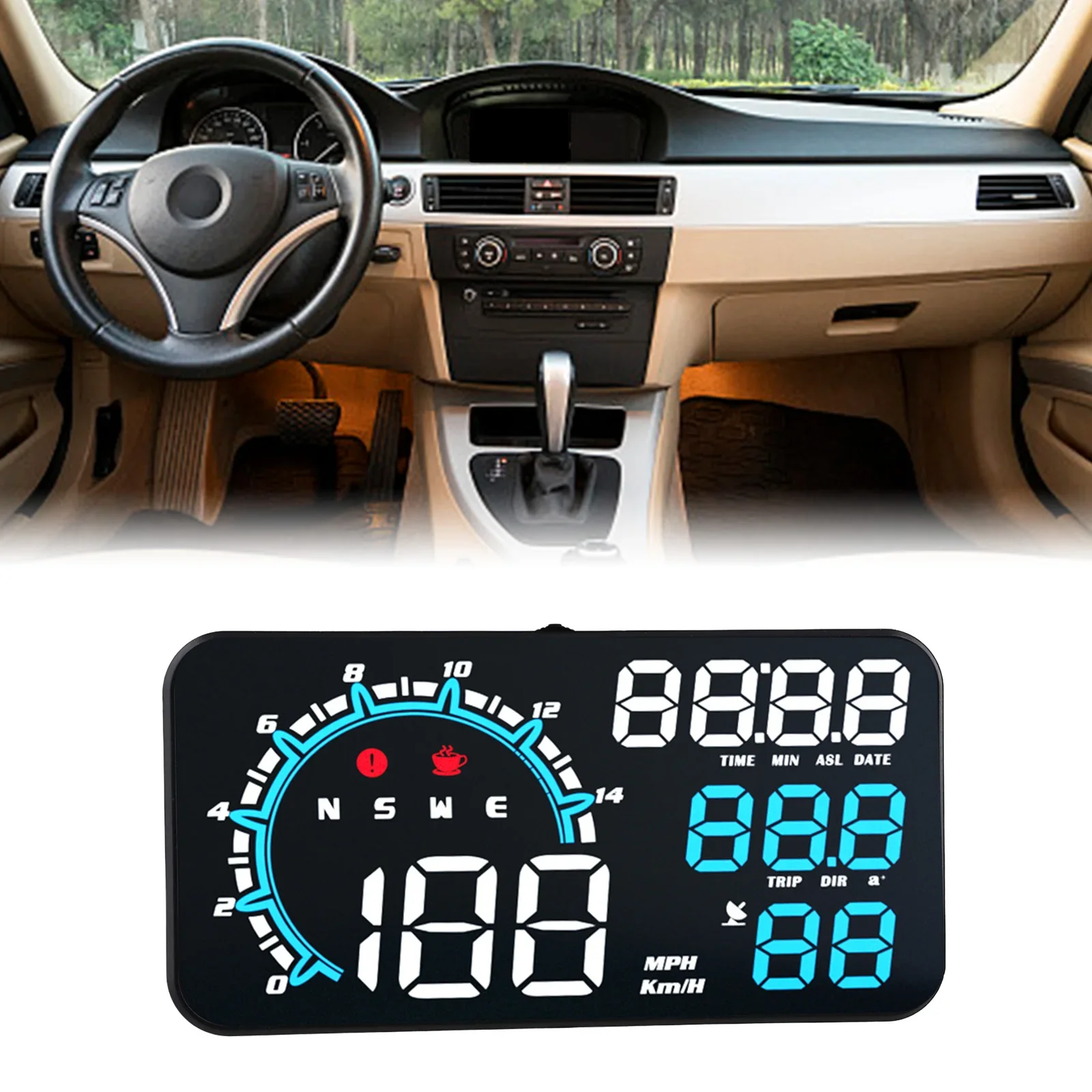 

Цифровой автомобильный спидометр GPS HUD с дисплеем на лобовом стекле, сигнализацией превышения скорости, акселерометром, автомобильная электроника