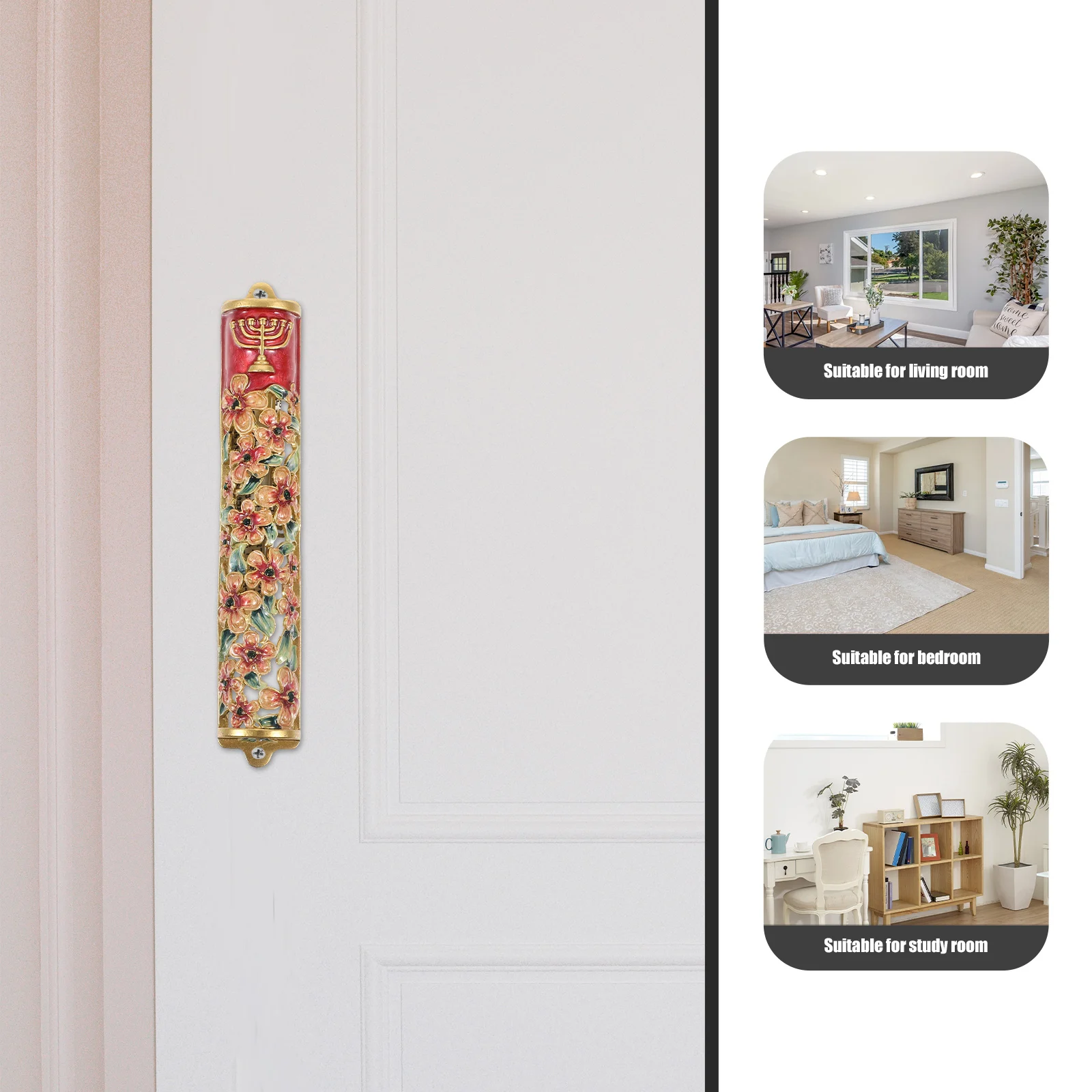 

Metal Mezuzah Jewish Door Accent Mezuzah Plaque with Blessing Scroll Decorative Door Accent Blessing Decor