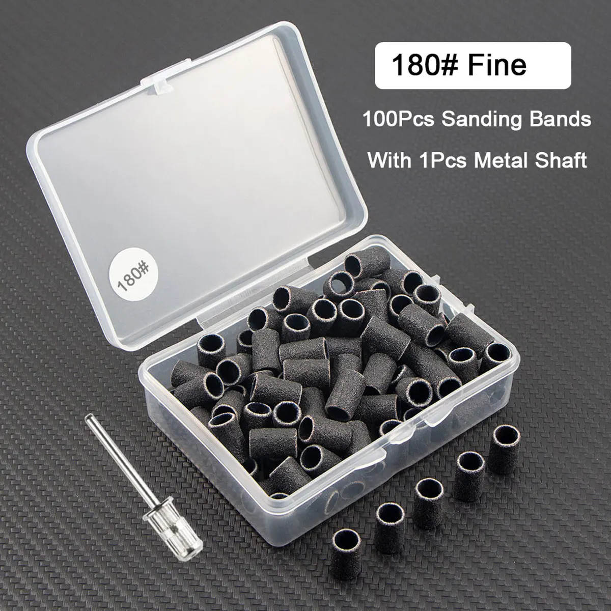 100 قطعة العصابات الرملي مع 1 قطعة رمح معدني مجموعة مسمار لقمة ثقب لإزالة هلام طلاء الأظافر الجلد الميت النسيج القاطع مثقاب الخشب