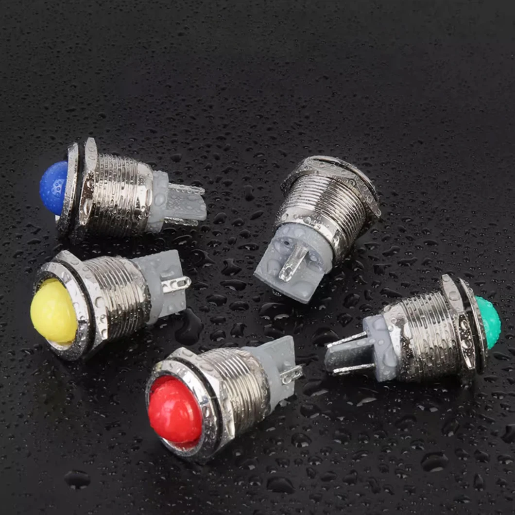 ABILKEEN 10 Uds 19MM luz indicadora de Metal LED IP65 lámpara piloto de señal Industrial impermeable 3 ~ 220V con Terminal de soldadura de 2 pines
