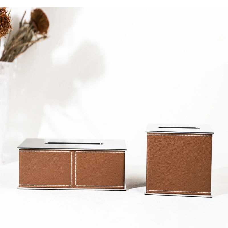 

high-grade stainless steel leather tissue soft assembly room table decoration bedroom