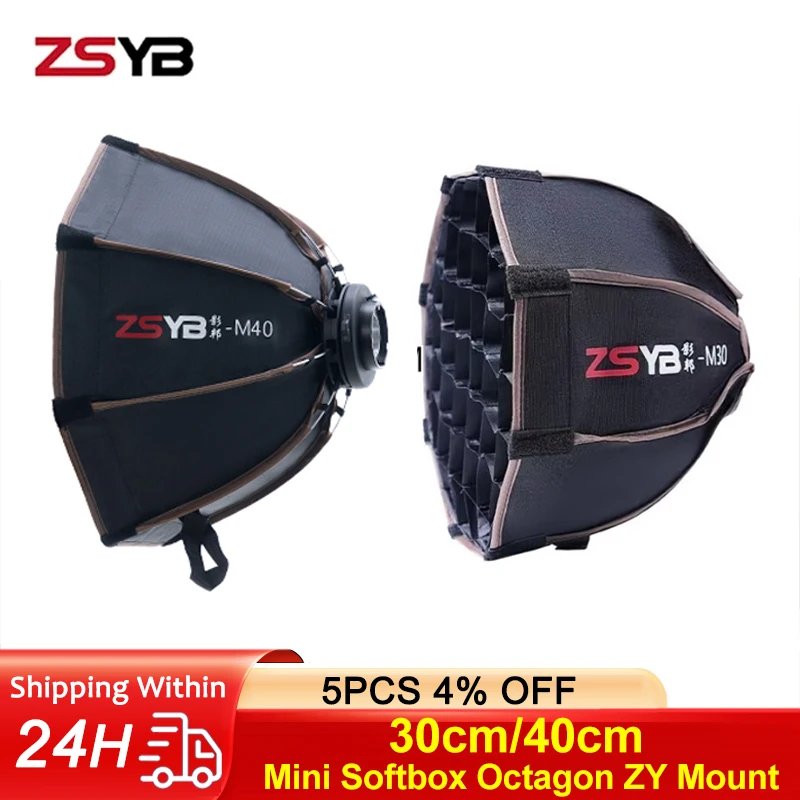 ZSYB 30cm/40cm Mini Softbox Octagon ZY Mount Accessories for ZHIYUN Umbrella Softbox Honeycomb Grid Outdoor Flash SoftBox