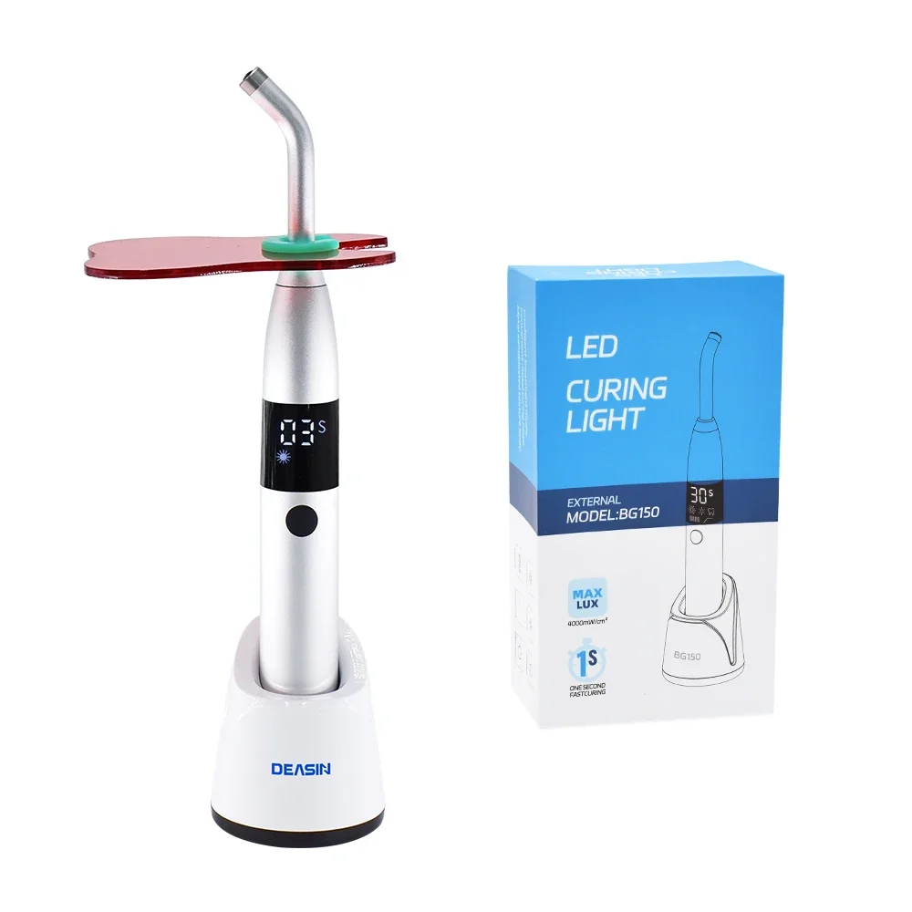 1 Second Den tal Curing Light Lamp LED Cordless Metal Head Cure 3 Modes 1000-3800mw/cm² Standing Design den tistry Equipment